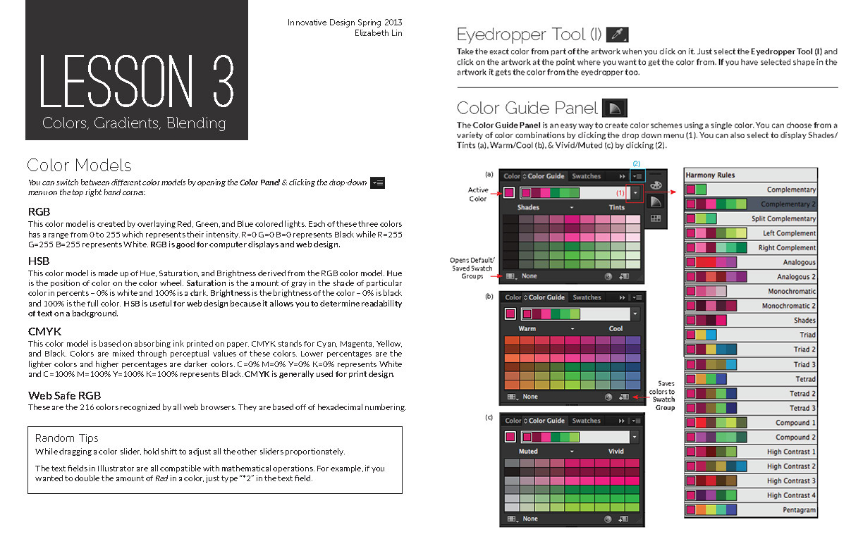 lesson plan for using color, gradients, and blending in illustrator