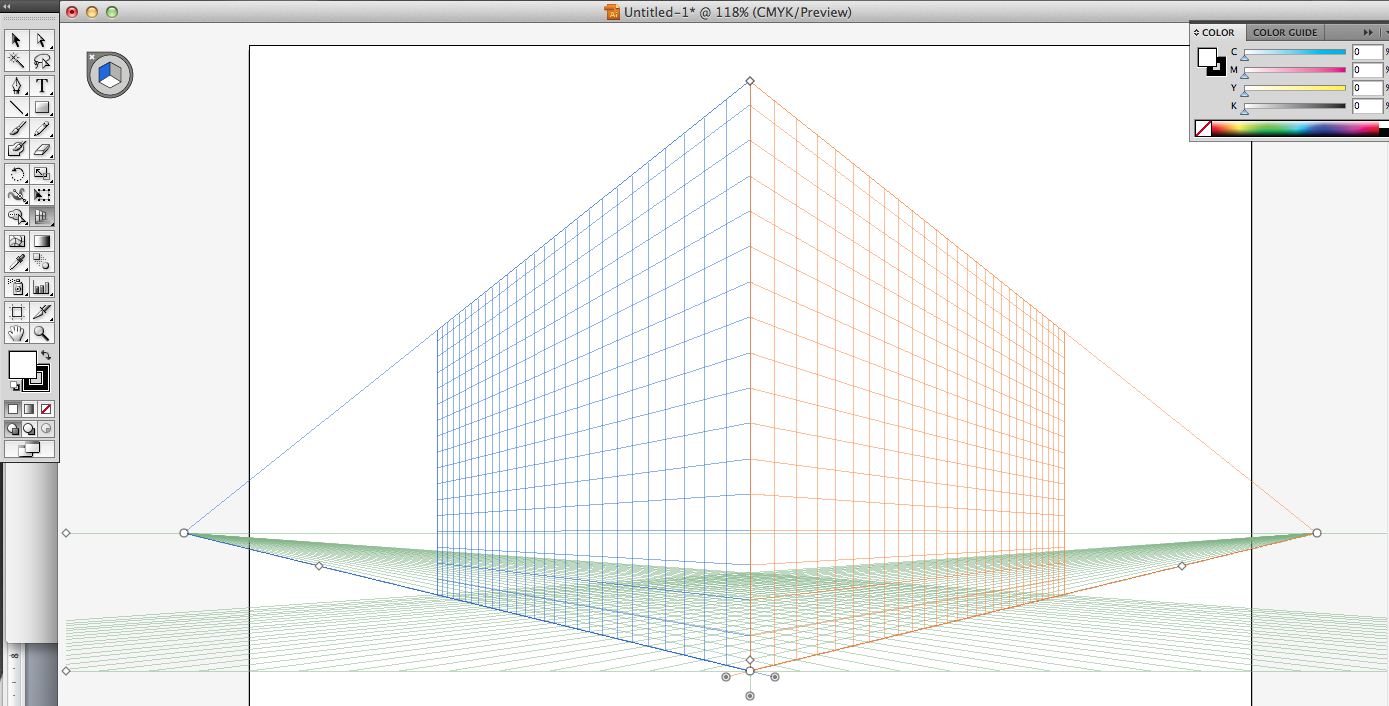 The scary illustrator grid that turns on so you can draw in perspective