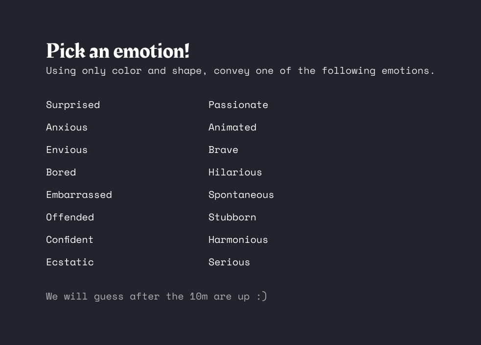 Instructions for the emotion and color activity