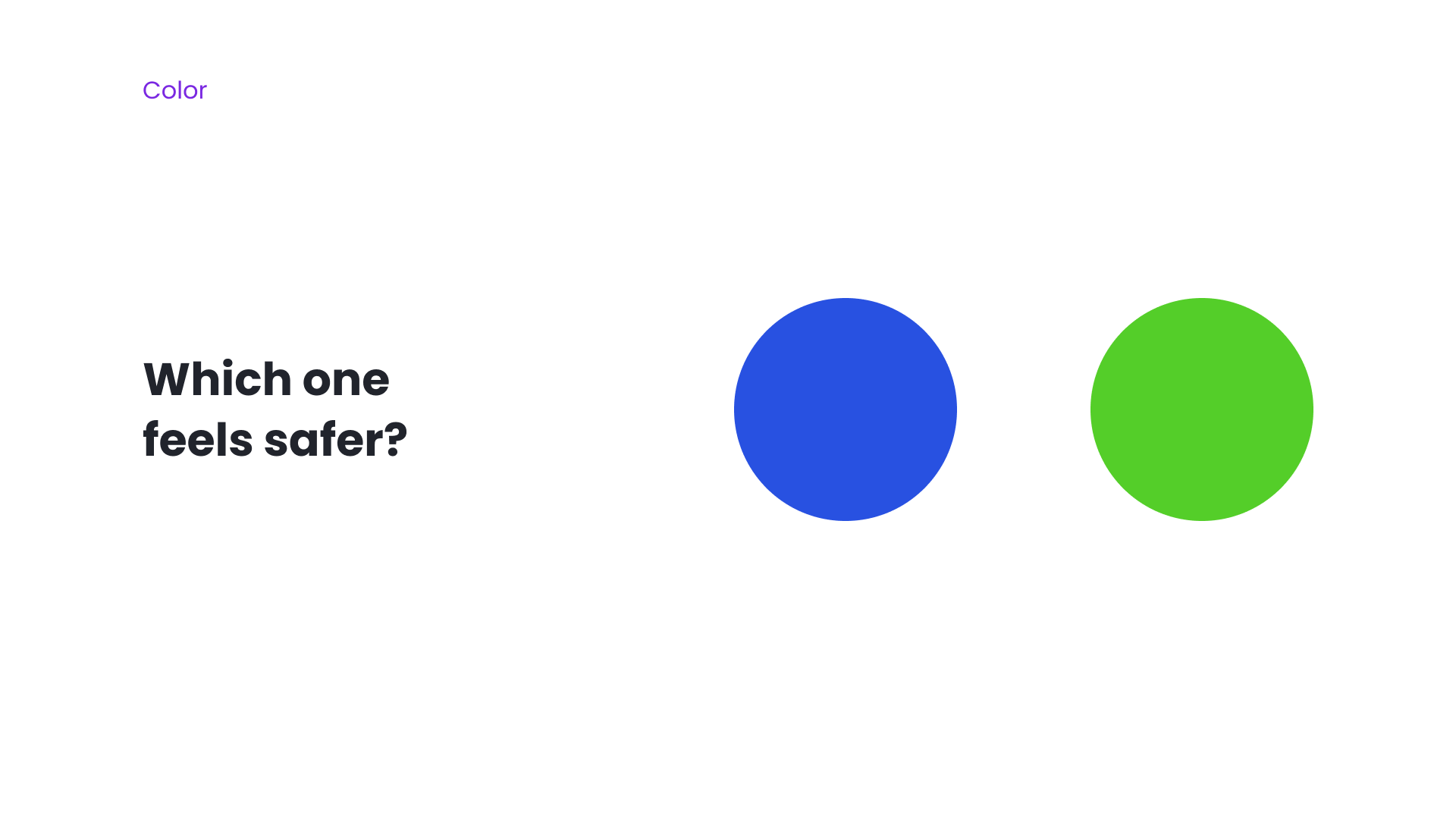 which one feels safer? the blue or green circle?