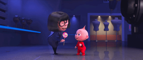 Edna mode and Jack jack from Incredibles movie bonding